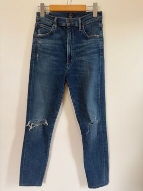 Citizens Of Humanity Chrissy Uber High Rise Skinny Jeans Distressed